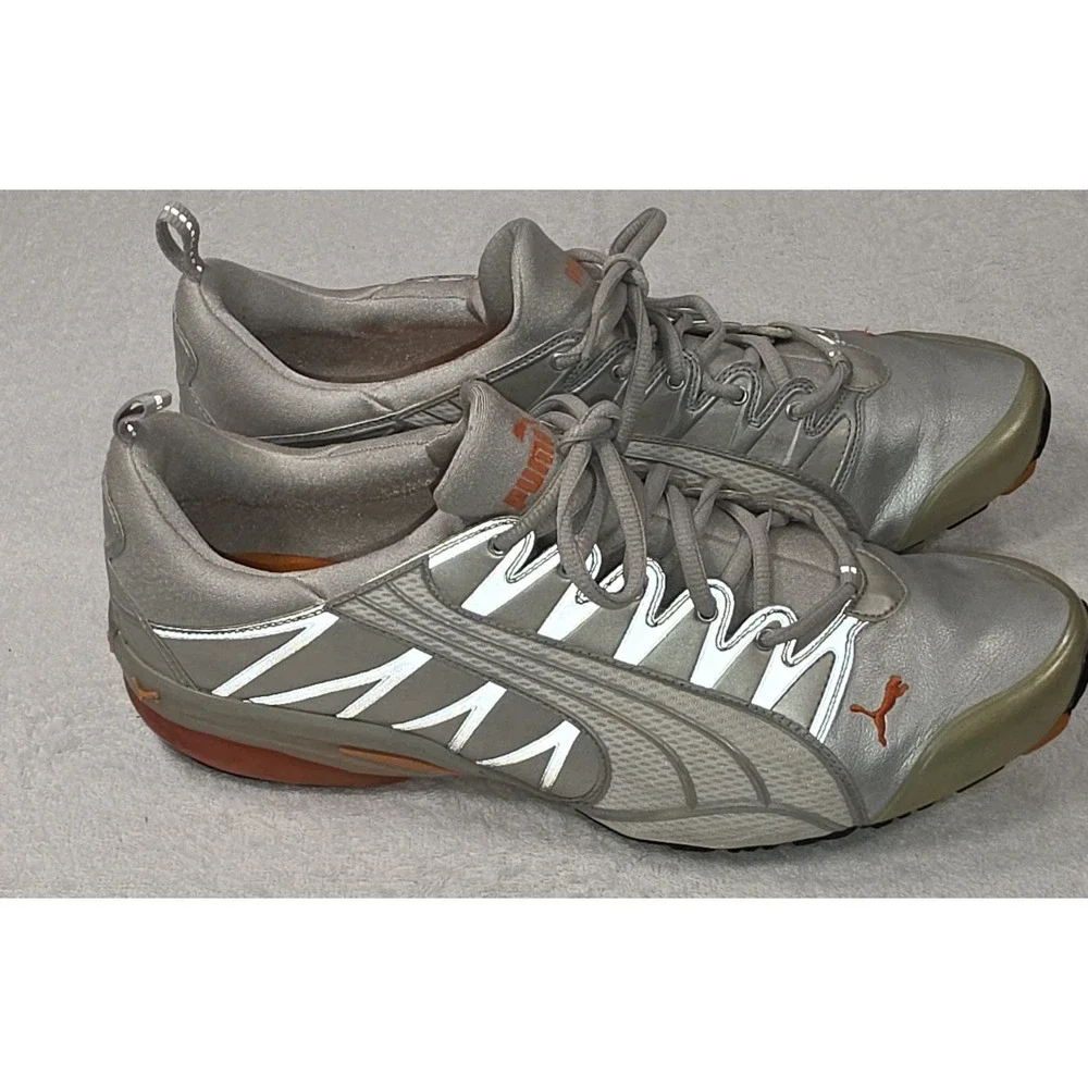 Puma Chrome Silver/Grey with Orange Accents Sneakers Size 13 US
